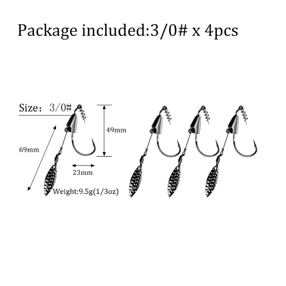 2 шт./4 шт. плавающие лопасти джиг голова Крюк#3/0#4/0#5/0 свинцовая головка рыболовные плавающие крючки Спиннер Утяжеленные плавающие приманки Крючки - Цвет: 4pcs size 3-0