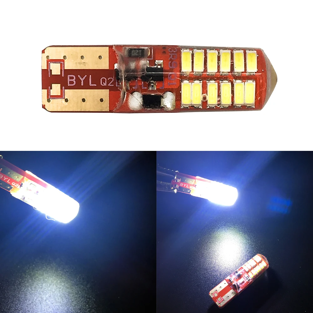 

50X T10 PCB 194 168 W5W 3014 24 SMD 24 LED SILICA LED Light Bulb Super White Clearance Lights 12V Flash 2 Modes Lights