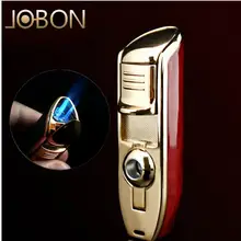 Jobon Творческий прикуривателя три сильный прямой огонь ветрозащитный металла зажигалки, красное дерево эксклюзивные подарки