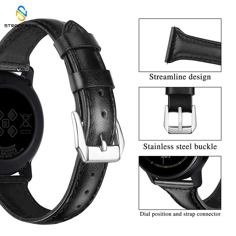 20 мм ремешок из коровьей кожи для samsung Galaxy Watch Active 42 мм gear S2 спортивный кожаный браслет ремешок для SM-R500 SM-R810
