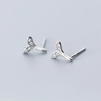 

MloveAcc New Arrival 100% 925 Sterling Silver Dazzling CZ Mermaid Stud Earrings for Women Brincos Fine Jewelry Bijoux