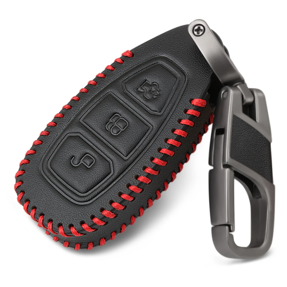 

3 Button Leather Car Remote Key Fob Shell Cover Case For Ford Ranger C-Max S-Max Focus MK3 Galaxy Mondeo Transit Tourneo Custom