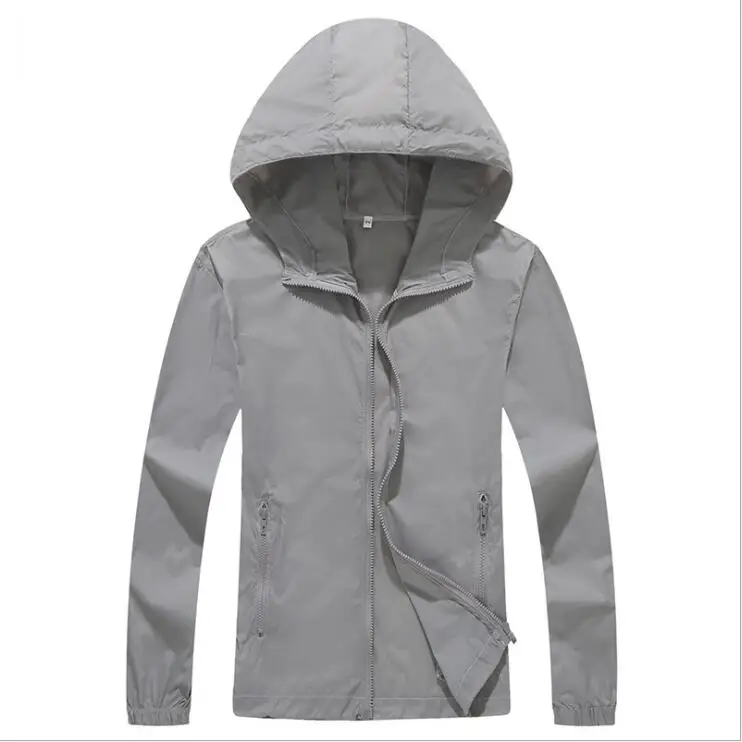 S-7XL куртки лето-осень модные однотонные куртки с капюшоном, нормкор куртка на молнии повседневные пальто размера плюс верхняя одежда Love Jackets Гидромайки - Цвет: 1813 gray