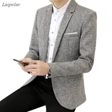 2018 Spring New Men's Casual Business Linen Suit Jacket / Men's One button Blazers coat Laipelar