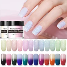 NICOLE Дневник 10 г цветной яркий мигающий окунание Сладкая пудра для ногтей изменение температуры цвета термальный Дизайн ногтей украшения