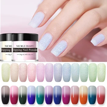 

NICOLE DIARY 10g Colorful Blinking Dipping Sweety Nail Powder Temperature Color Changing Thermal Nail Art Decorations