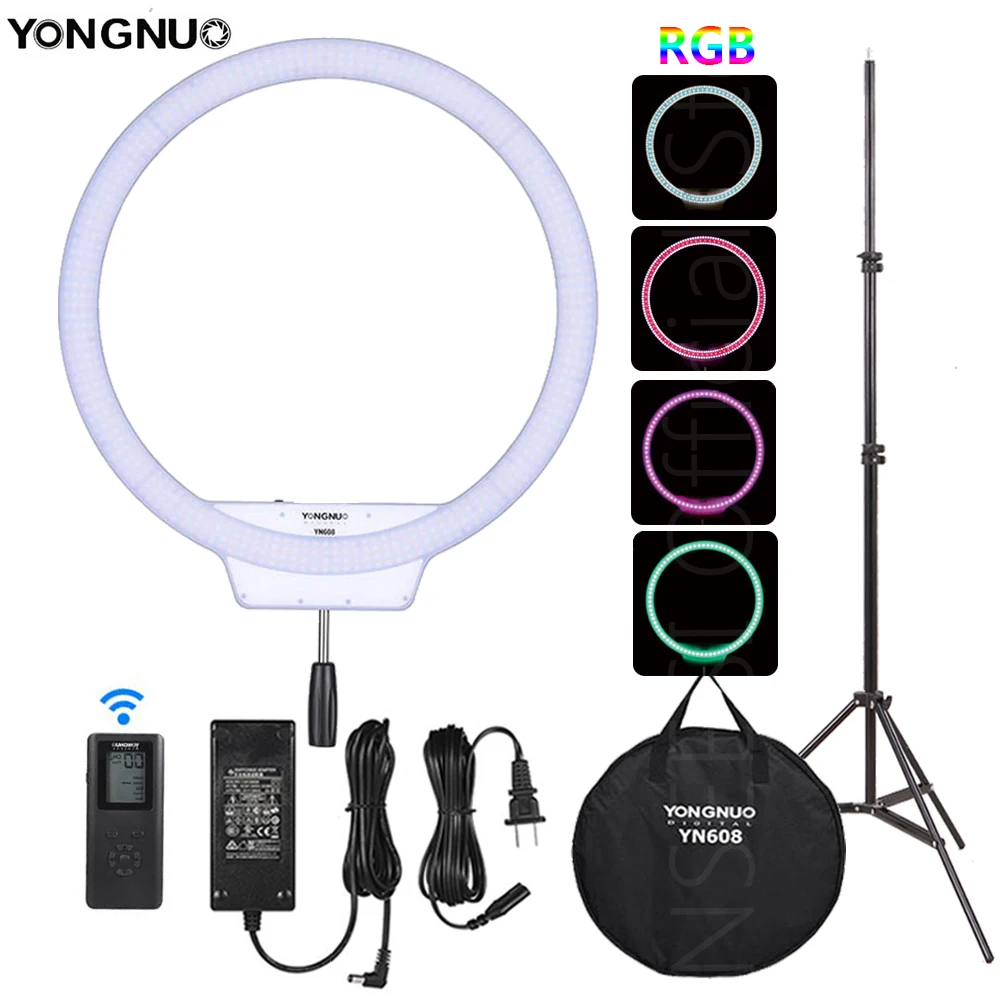 YONGNUO YN608 RGB светодиодная кольцевая лампа для фотосъемки видео свет полный цвет с