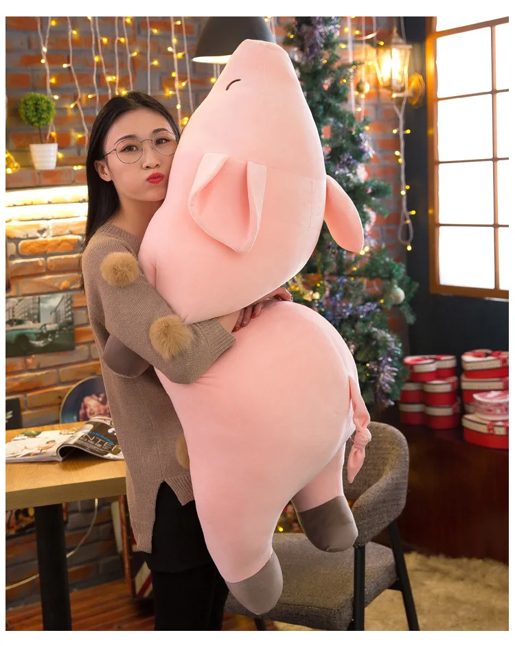 

stuffed toy huge 120cm pink prone pig plush toy down cotton soft doll sleeping pillow Christmas gift s2786