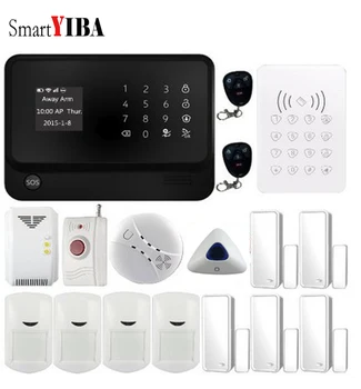 

SmartYIBA Wireless Wifi Alarm Security System IOS Android APP Control PIR Motion Door Open/Close Detector Blue Siren Alarm Kits