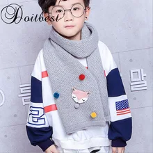 Детский Зимний вязаный шарф с рисунком лисы, 12 цветов, теплый воротник для мальчиков и девочек 3-10 лет, WJ8520