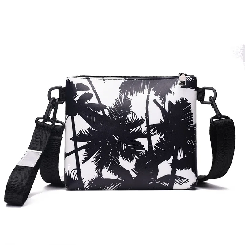 

New Black and White Coconut Tree Pattern Fairy Diagonal Ins with The Same Student Shoulder Bag Small Retro Honey Di Di Bag