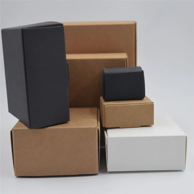 50 шт 19 размеров черная бумажная упаковочная коробка, белая подарочная упаковочная бумажная картонная коробка, черная бумажная коробка для мыла, подарочная посылка
