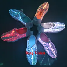 Профессиональная rgb волоконно-оптическая обувь, светящаяся обувь для танцев и бега для сценического освещения со светодиодной подсветкой