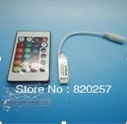 

free shipping 5pcs lot 24key mini RGB controller with IR remote control DC12V with DC connector