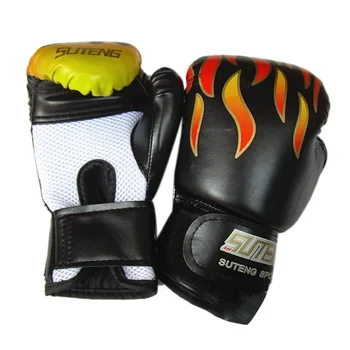 

SUTENG Breathable PU Leather Children Flame Boxing Gloves black