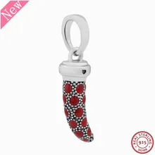 925 стерлингового серебра Богемские красные эмалированные купола бисером итальянский Рог кулон бусины DIY Fit PANDORA Подвески для женщин ювелирные изделия FL780A