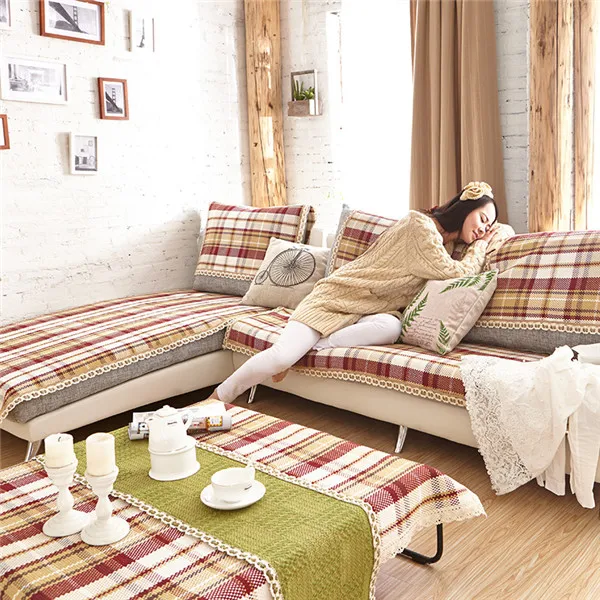 Современный Стиль Шикарный диван покрытие Зеленая Сетка диван диванная подушка хлопковое постельное бельё ткань мода четыре сезона доступны для дома Свадебные украшения - Цвет: color8