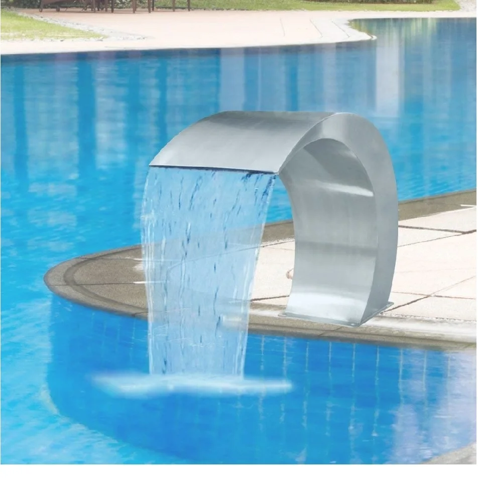 Водонепроницаемый водяной занавес для бассейна 50*30*70 см из нержавеющей стали, водопады, садовый фонтан, светодиодный светильник