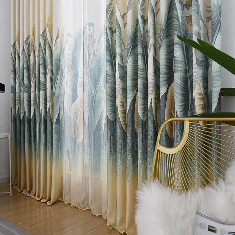 Curtain Manufacturers Selling Large Leaf Printed Curtain Cloth