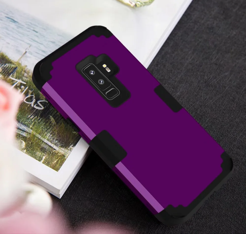 Противоударный чехол для телефона samsung Galaxy S9 S8 Plus Note 8 9 PC+ TPU 3 слоя гибридный защитный чехол на 360 градусов