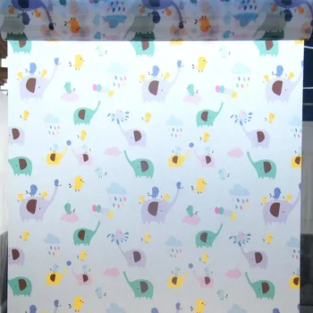

Electrostatic Stained Frosted Window Films Elephant Self-adhesive Decorative Glass sticker home foil decor width 30/40/60/80/90