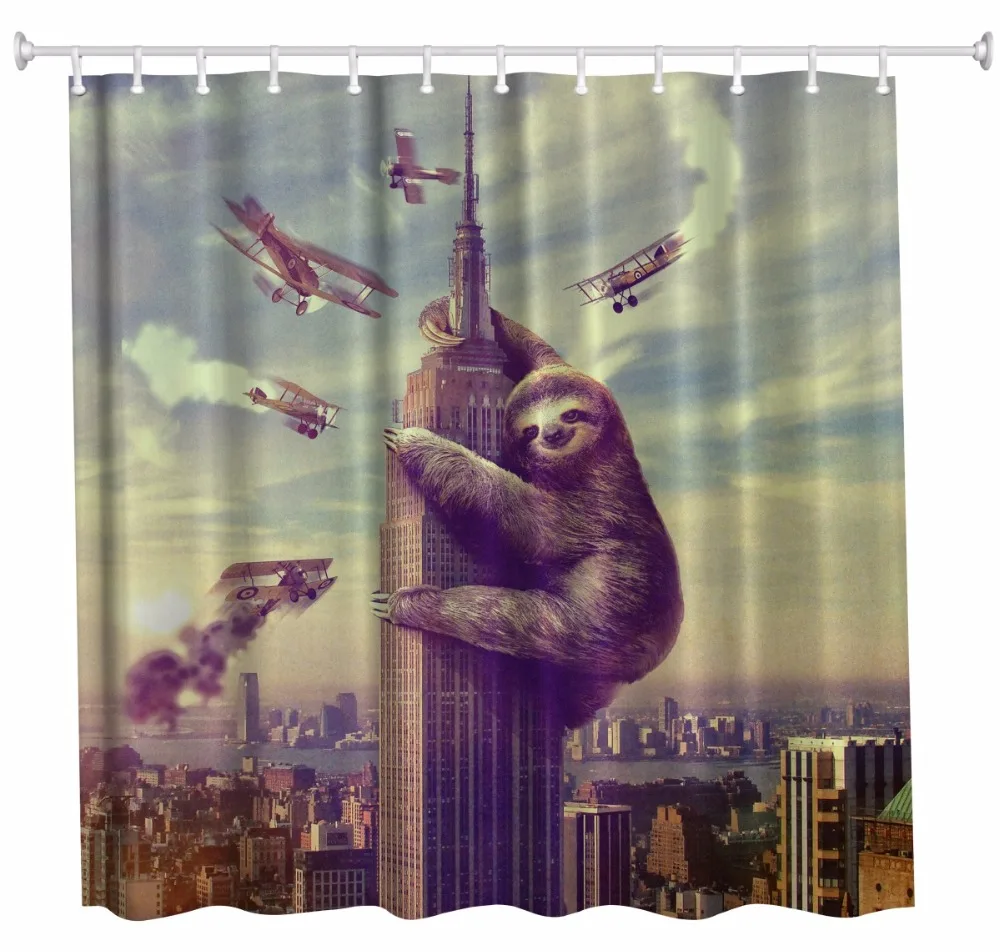 Занавески для душа QIYI Sloths с узором и крючками занавески ванной из полиэстера