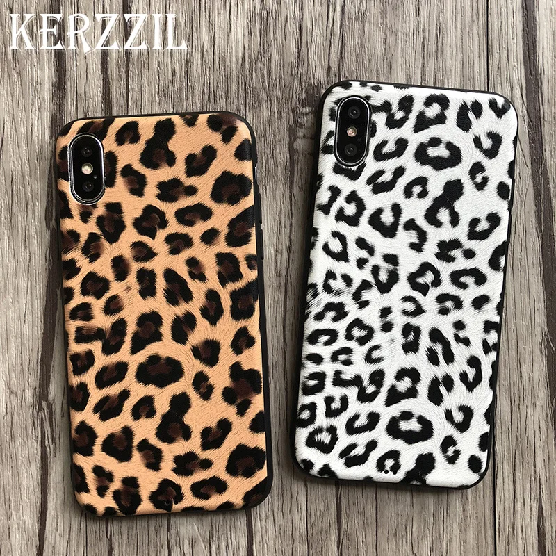 

Kerzzil For iPhone X XR XS Max Case Leopard Skin Markings Pattern Soft PU Leather Back Cover For iPhone 6 6s 7 8 Plus Capa