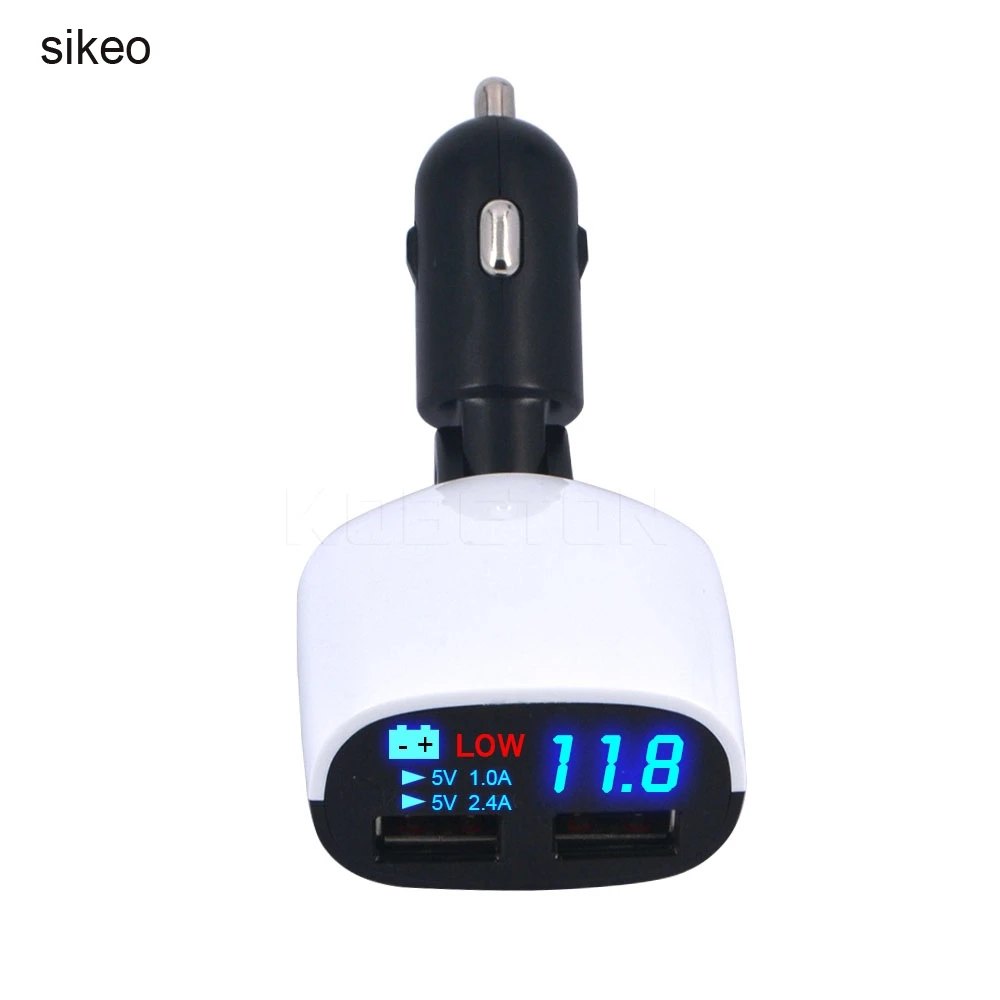 

sikeo Dual USB Car Charger Adapter LED Monitor Display For iPhone 5 6 6S 7 Ipad Samsung Tablet Car-Charger