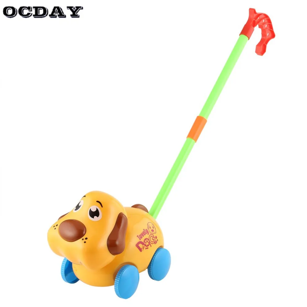 

OCDAY Kids Hand Push Pull Walks Cartoon Animal Cart Toys Single Rod Hand Pushed Toys Gift for Baby Children Educational Walk Toy