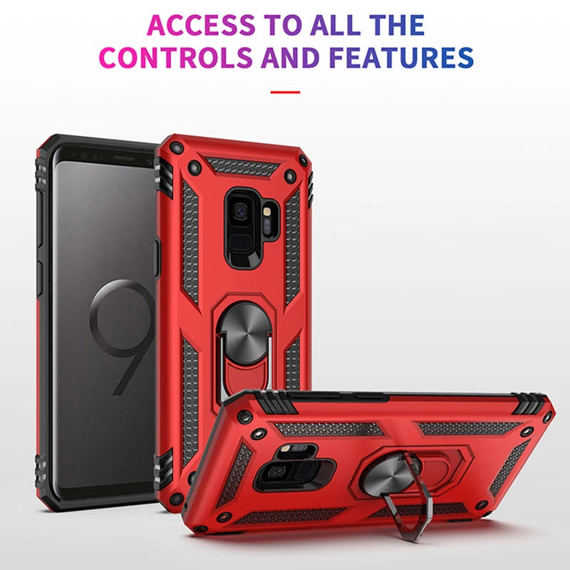 

Luxury Armor Soft Shockproof Case On The For Samsung Galaxy S9 S8 10 Plus S10e Note 8 9 A7 2018 Silicone Car Holder Ring Case