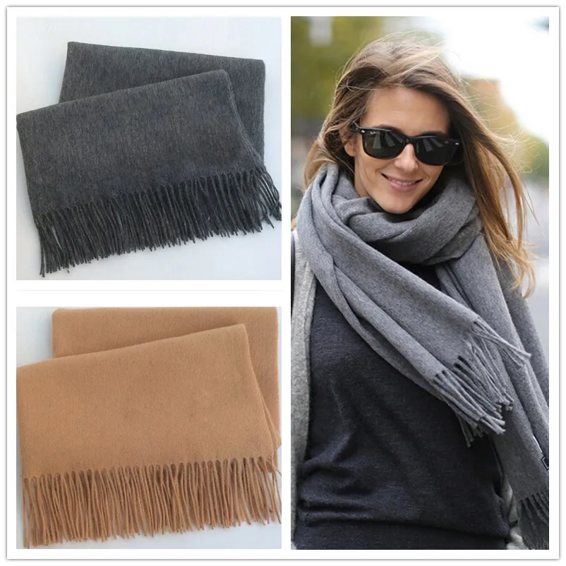 

2017 autumn and winter lambs wool scarves solid color wool shawl increase