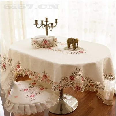 

PASAYIONE Floral Embroidery Oval Table Cloth Vintage Dining Table Cover Knitting Hollow Out Table Runner Banquet Wedding Decor