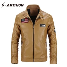 S. ARCHON Военный стиль ВВС Армия Пилот куртка зимняя теплая из искусственной кожи мотоциклетная куртка пальто тактические летные флисовые куртки