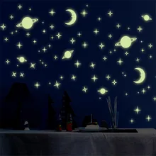 Новая флуоресцентная наклейка s Universe Planet Star светящаяся темная светящаяся настенная декоративная переводная наклейка