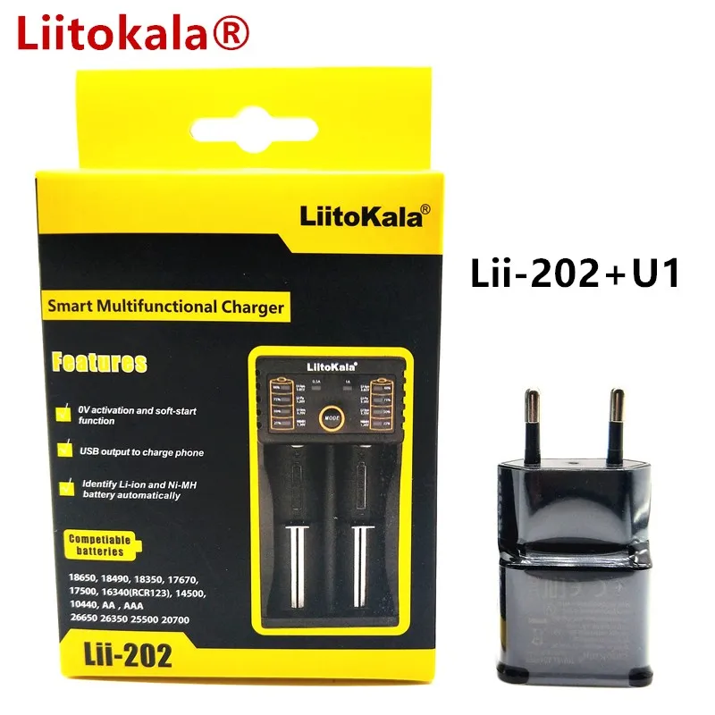 LiitoKala Lii-202 Intelligent Battery Charger with Power Bank Function USB for Ni-MH Lithium battery for 18650 26650 18350 14500 LiitoKala Lii-202 Intelligent Battery Charger with Power Bank Function USB for Ni-MH Lithium battery for 18650 26650 18350 14500