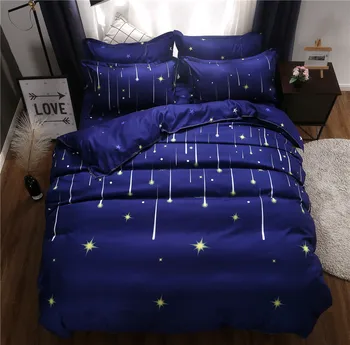 

Blue Night Meteor Star Pattern Duvet Cover 3/4pcs Bedding Set Adult Kids Child Soft Cotton Bed Linen Single Twin Queen King Size