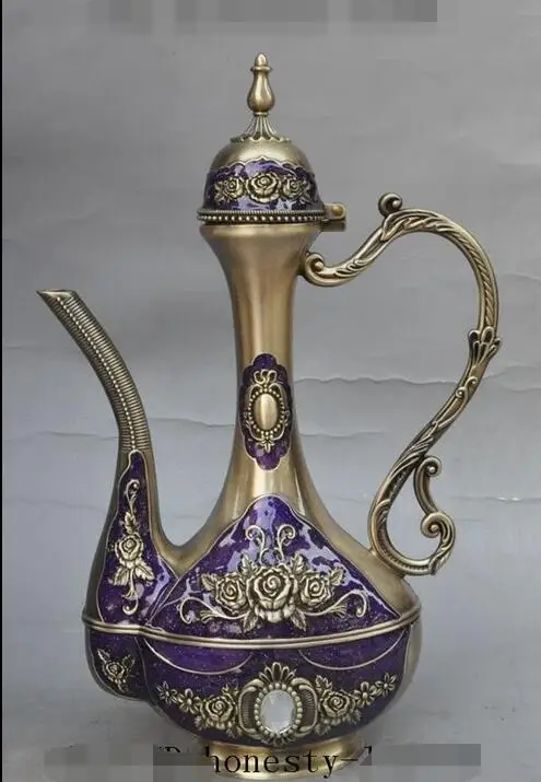 Китай Royal palace медь Перегородчатой цветок Плиты Чайник Вина рюмку кубок Набор