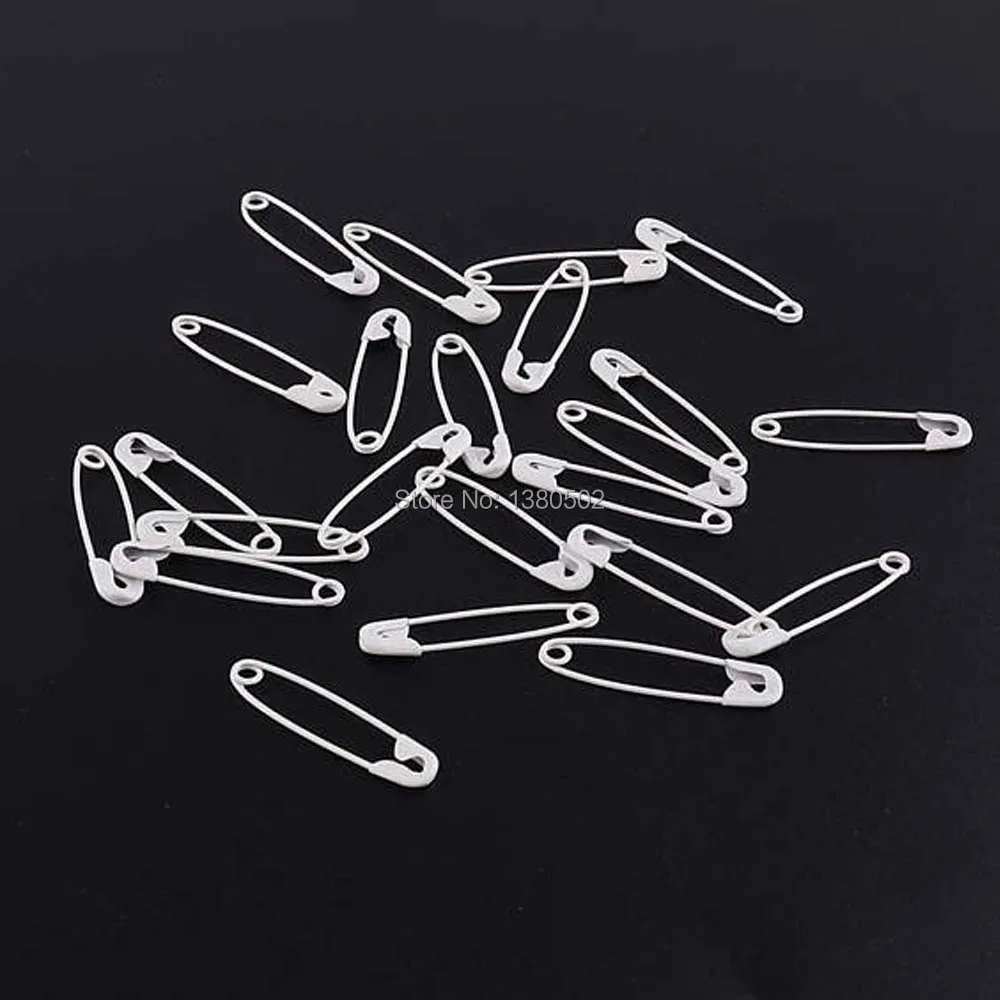 100pcs/lot safety pins white color metal 22*5mm for label Hardware
