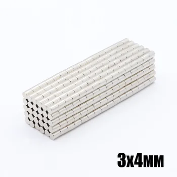 

500pcs 3x4 mm Neodymium magnet 3x4 mm Rare Earth small Strong Round permanent 3*4mm fridge Electromagnet NdFeB nickle magnetic