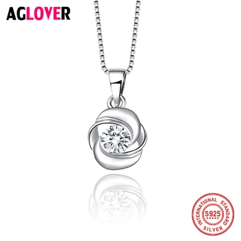 

Sterling 925 Silver Necklace 2018 Women Rhinestone CZ Choker Necklaces Pendants Collier Bijoux Necklace Female Short Chain