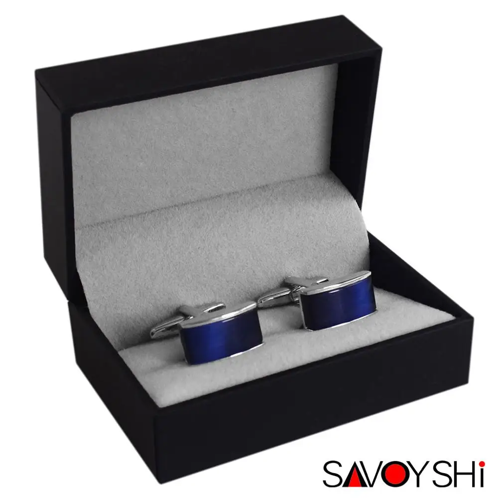 SAVOYSHI роскошный синий камень запонки мужские рубашки манжеты высокое качество квадратная манжета ссылки свадебные, для жениха подарок Марка ювелирных изделий - Окраска металла: Send With Gift Box