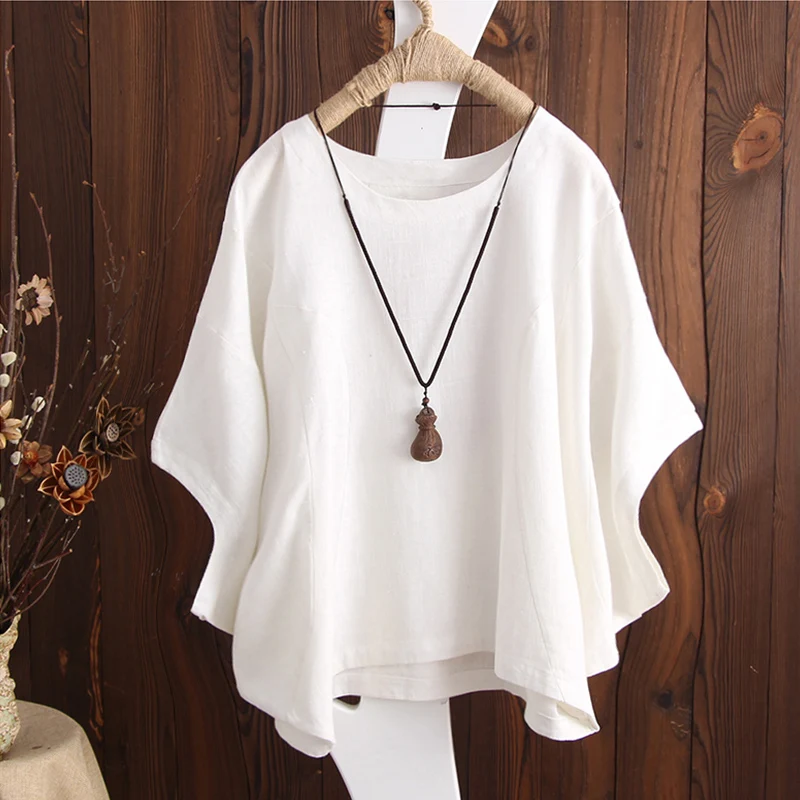 

Plus Size Summer Blouses 2019 ZANZEA Womens Shirt Batwing Sleeve Solid Casual Baggy Tunic Tops Work Blusas Vintage Large Blouse