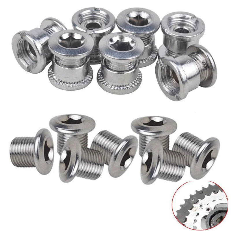 

MEIJUN 8 pcs Nail Plate Dental Plate Screws Steel Chainwheel Bolts Road Bike Crank Plate Crusset Nut Parts Bicycle Accessories
