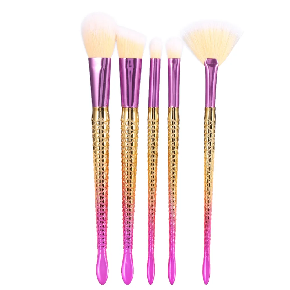 

5PCs Fish Tail Glitter Makeup Brushes Set Foundation Eyeshadow Contour Powder Pincel Maquiagem Pinceis Cosmetic Make Up Tools