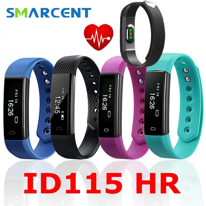 Smarcent mi smart wristband fitness bracelet ID115 HR ID115HR Heart Rate Monitor Waterproof Bluetooth 4 0