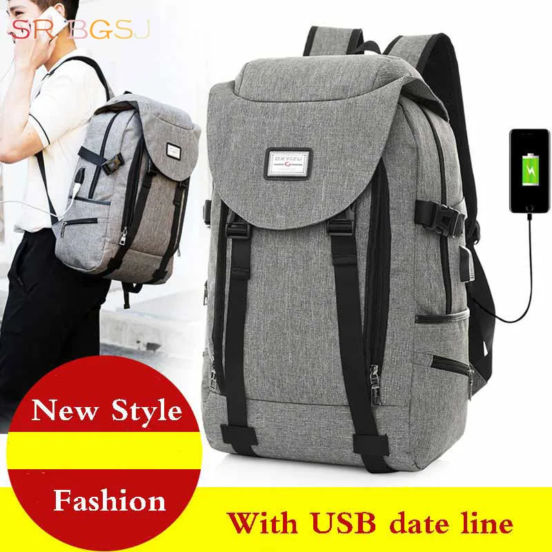 

Free Shipping (USB Charge Interface) Leisure Man Woman Nylon School College Large USB Backpack for Youth