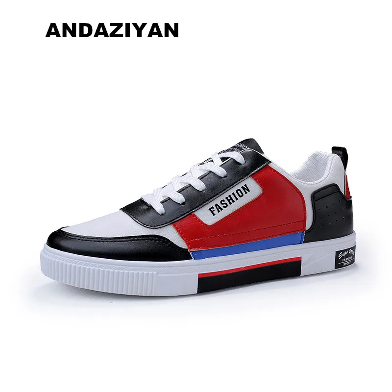 Red Costura white black White And Sapatas Blue Sapatos Lona Novos Couro Dos De Homens RRa4TgqP