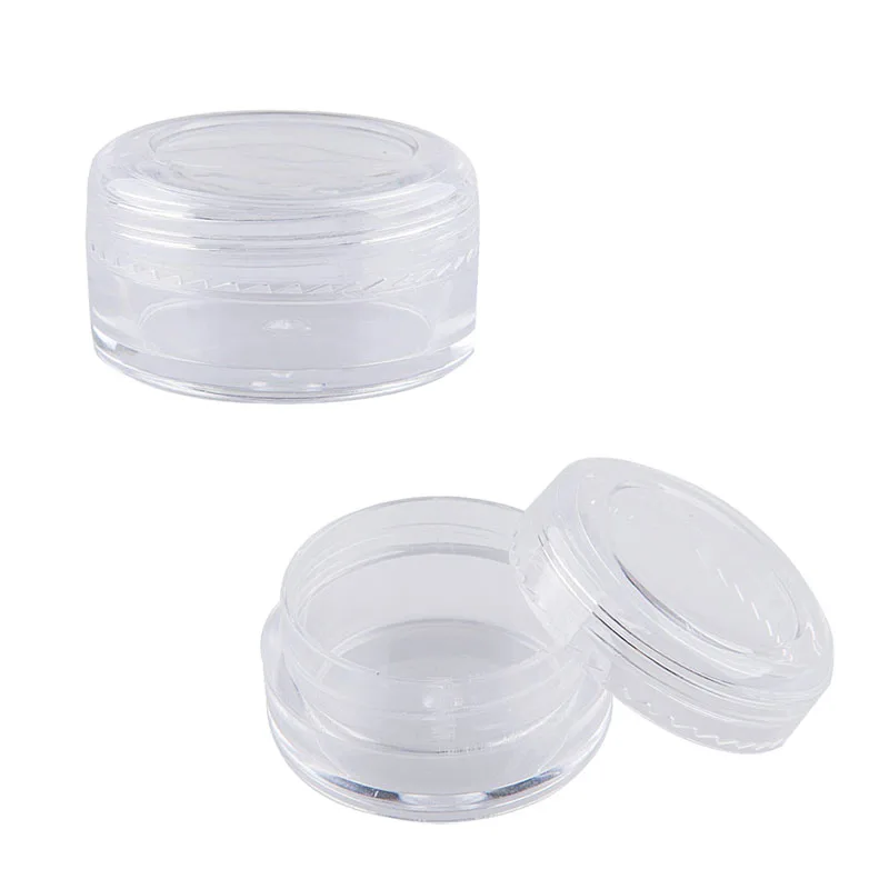 

100pcs Empty 2g/3g/5g Plastic Cosmetic Makeup Jar Pots Transparent Sample Bottles Eyeshadow Cream Lip Balm Container Storage Box