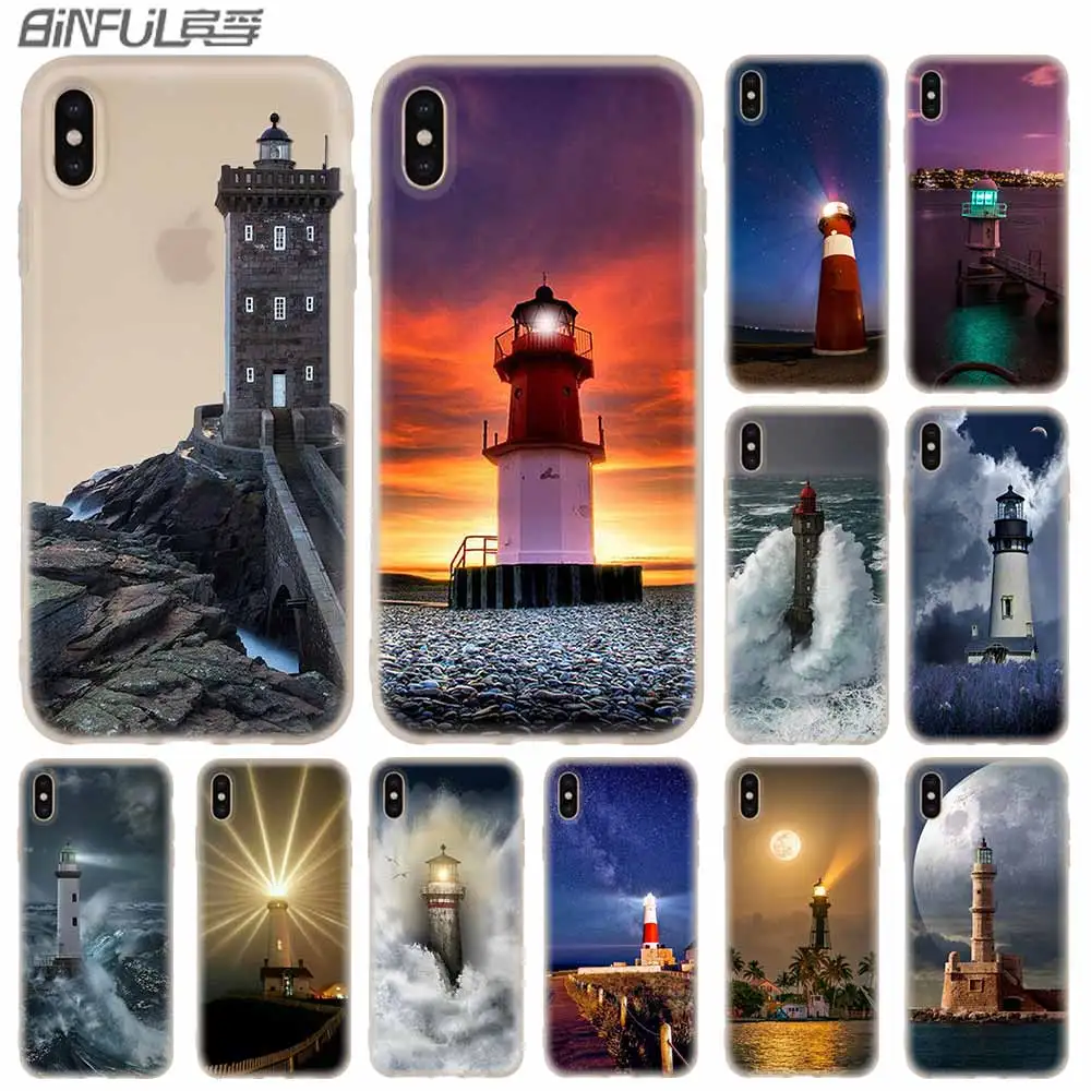 

Cases Silicone soft Cover for iPhone 11 Pro X XS Max XR 6 6S 7 8 Plus 5 4S SE night Lighthouse