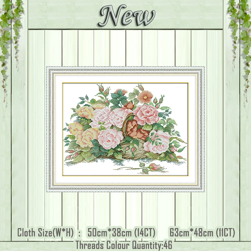 

The rose flower basket decor diy counted printed on the canvas DMC 11CT 14CT kits Chinese Cross Stitch embroidery needlework Set
